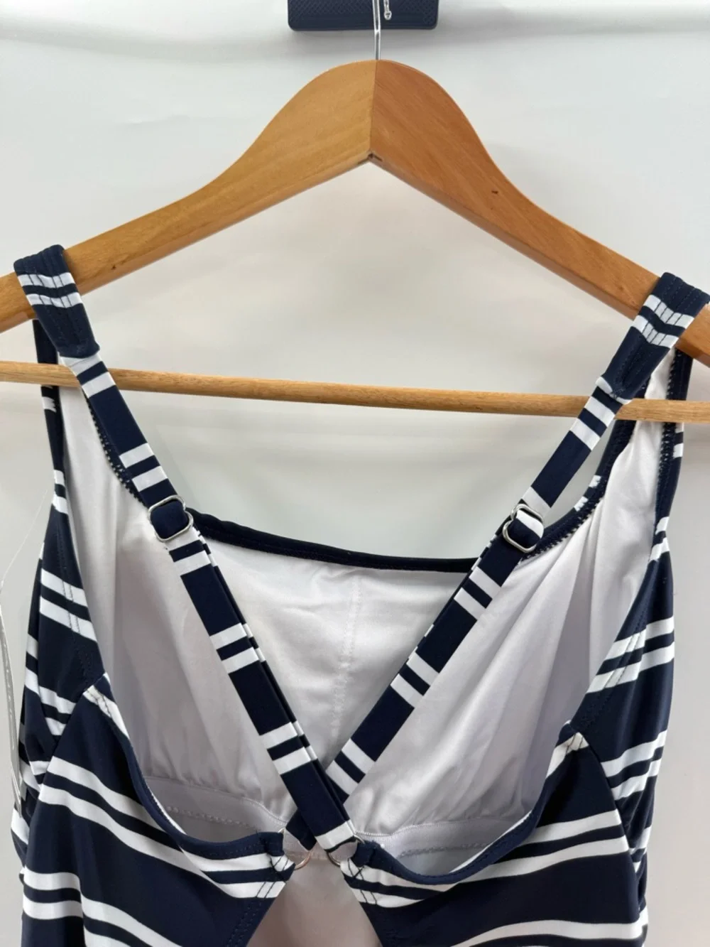 NWT Nautica Navy White Striped Nautical One Piece Cape Cod Swimsuit Size Large - Picture 8 of 14